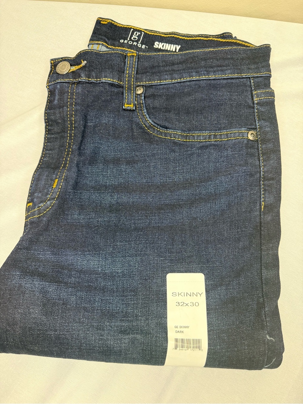 George Dark Blue Skinny Jeans with Yellow Stitching
